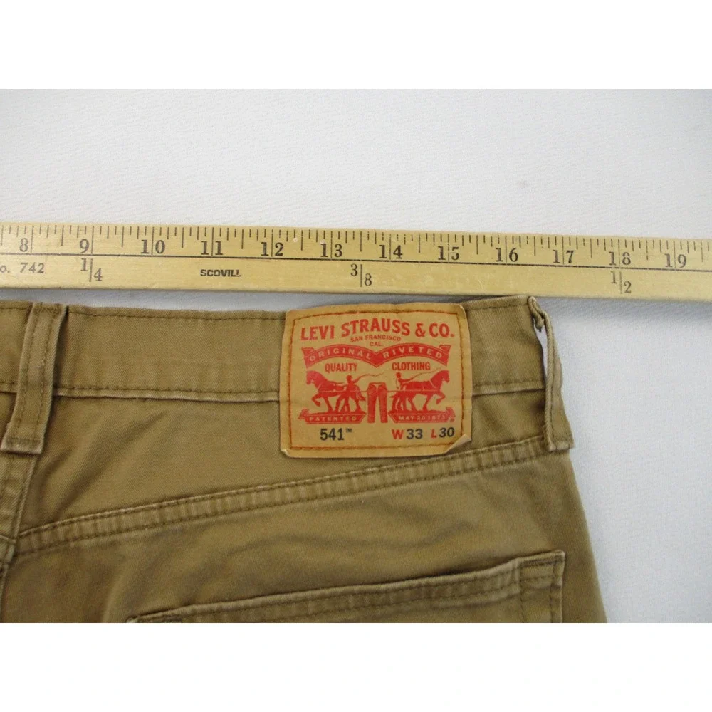 Levi's 541 Athletic Taper Pants Mens 33x30 Brown Khaki Utility Workwear Stretch